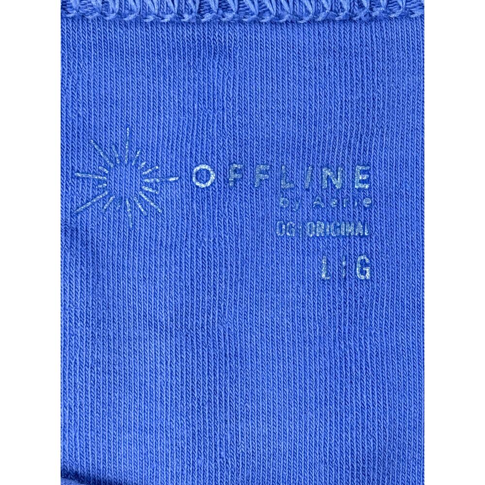 OFFLINE by Aerie OG Groove Ribbed Square Neck Crop Tee Blue L - Picture 3 of 10
